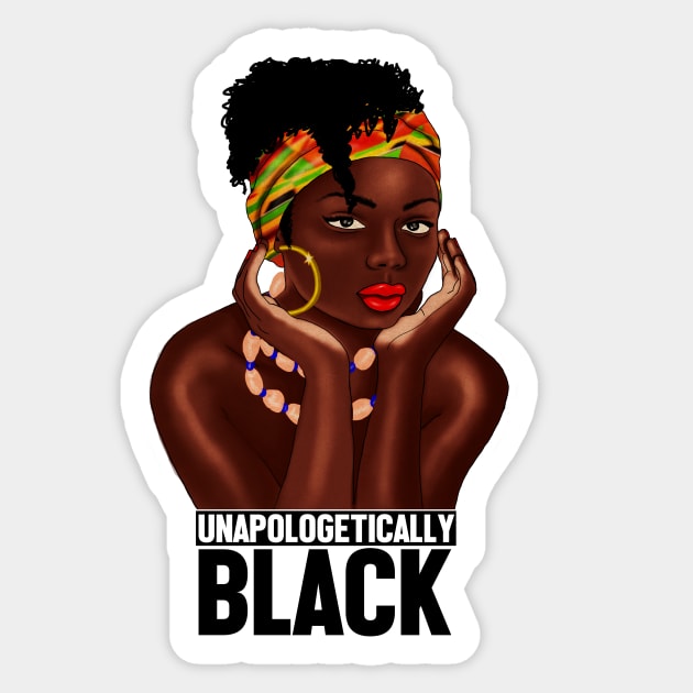 Unapologetically Black, Afro African, Black Pride Sticker by logiamerch